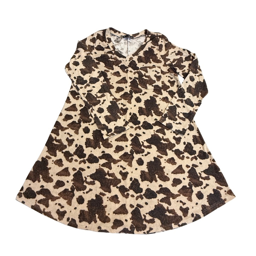 Elegant Brown and Cream Patterned Pajama Dress